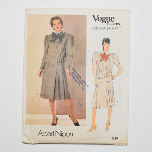 Vogue American Designer Albert Nipon 1255 Dress Sewing Pattern Size 10