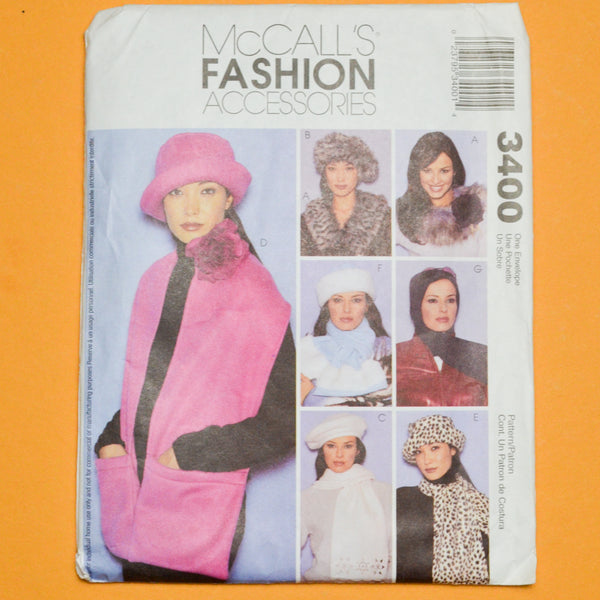 McCall's 3400 Scarf + Hat Sewing Pattern One Size