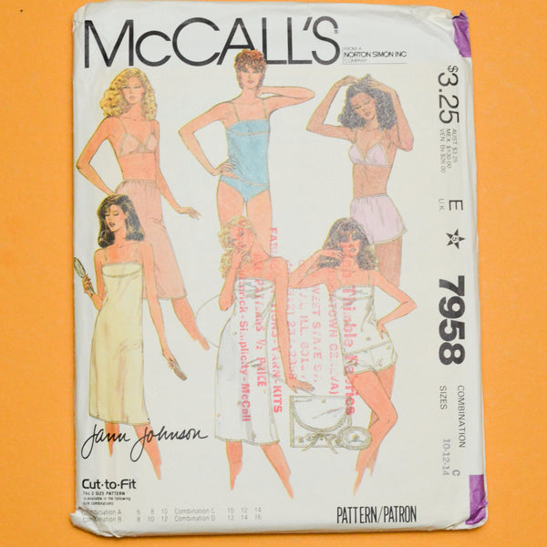 McCall's 7958 Lingerie Sewing Pattern Size E