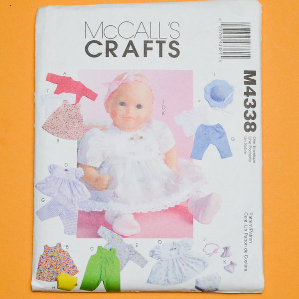 McCall's Crafts M4338 Baby Doll Clothes Sewing Pattern