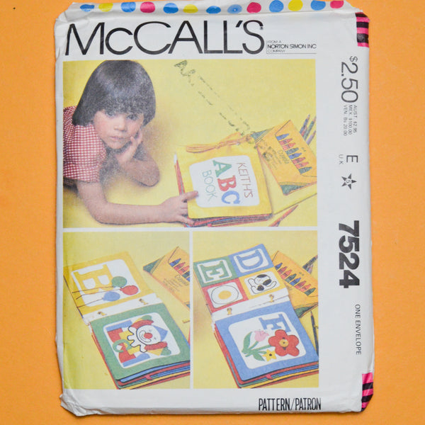 McCall's 7524 Soft Book Craft with Blue Transfer Sewing Pattern