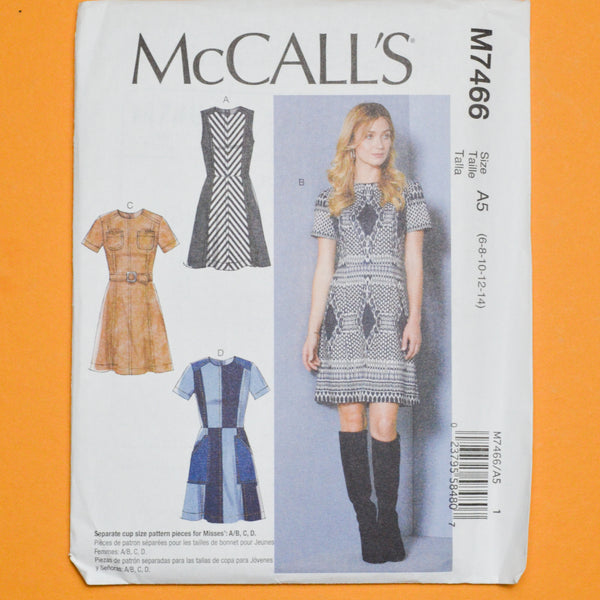 McCall's M7466 Dress Sewing Pattern Size A5 (6-14)