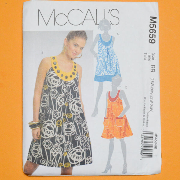 McCall's M5659 Dress Sewing Pattern Size RR (16W-24W)