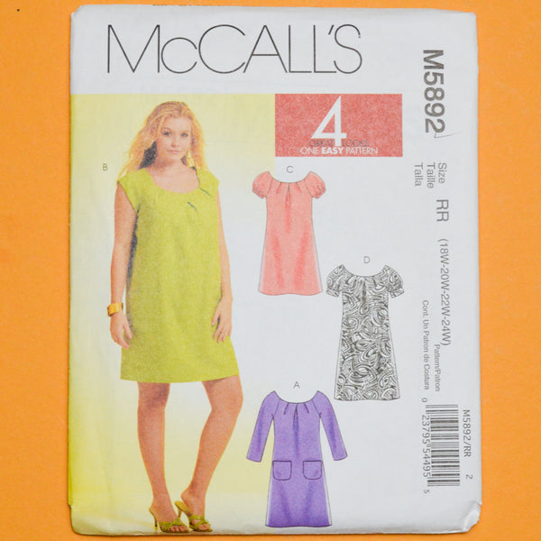 McCall's M5892 Dress Sewing Pattern Size RR (16W-24W)