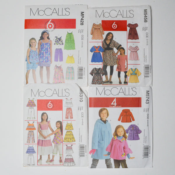 McCall's Children's Clothing Sewing Pattern Bundle - Set of 4