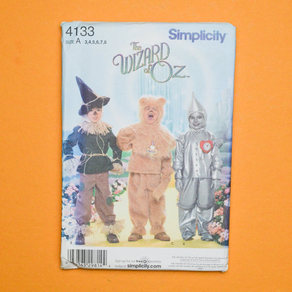 Simplicity 4133 Wizard of Oz Children's Costumes Sewing Pattern Size A (3-8)