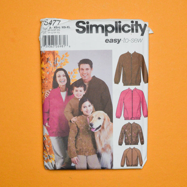 Simplicity Easy-To-Sew 5477 Jacket Sewing Pattern Size A (XS-L/XS-XL)