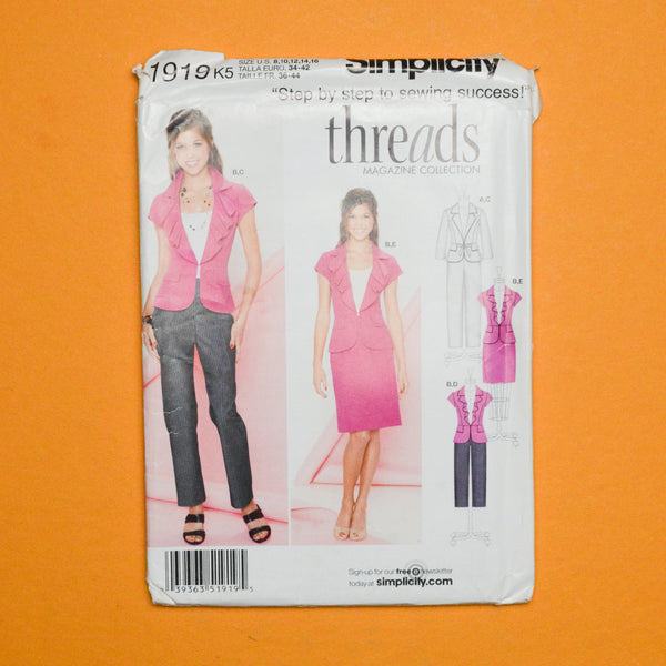 Simplicity 1919 Jacket Skirt Pants Sewing Pattern Size K5 8 16 simplicity-1919-jacket-skirt-pants-sewing-pattern-size-k5-8-16
