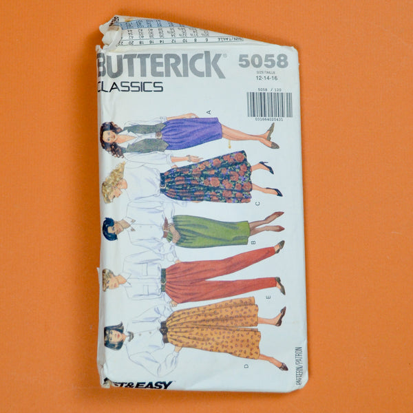Butterick 5058 Skirt, Top + Pants Sewing Pattern (12-16)