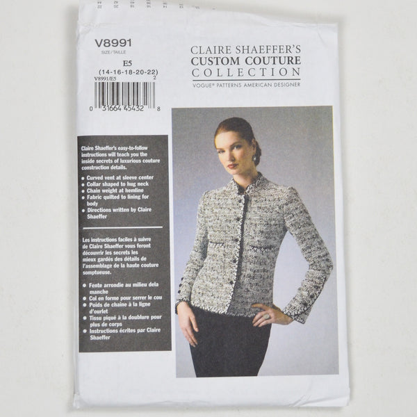Claire Shaeffer's Custom Couture Collection V8991 Jacket Sewing Pattern Size E5 (14-22)