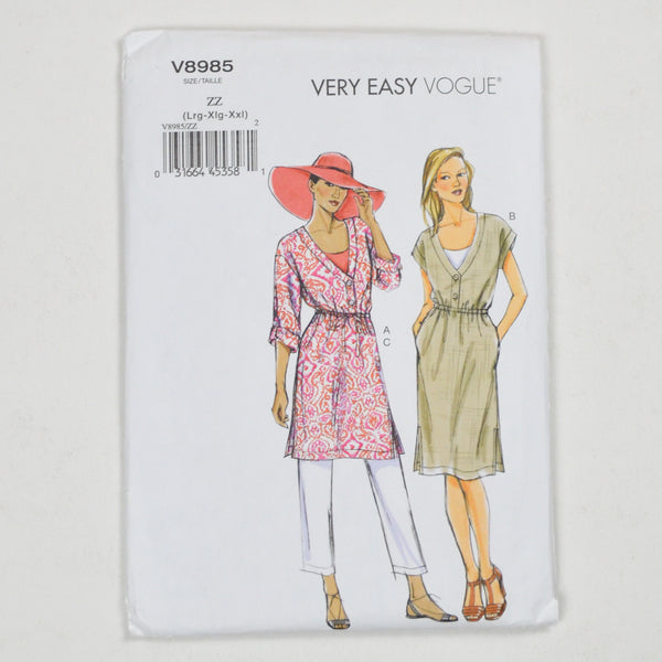 Very Easy Vogue V8985 Tunic, Dress + Pants Sewing Pattern Size ZZ (L-XXL)