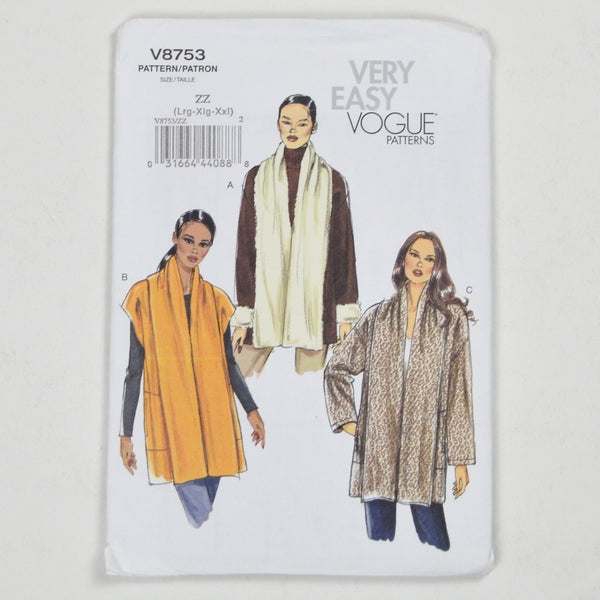 Very Easy Vogue V8753 Jacket Sewing Pattern Size ZZ (L-XXL)
