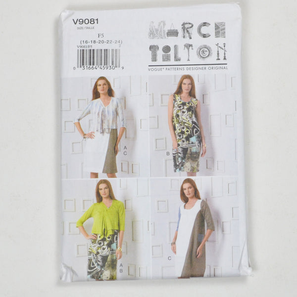Marcy Tilton V9081  Cardigan + Dress Sewing Pattern Size F5 (16-24)