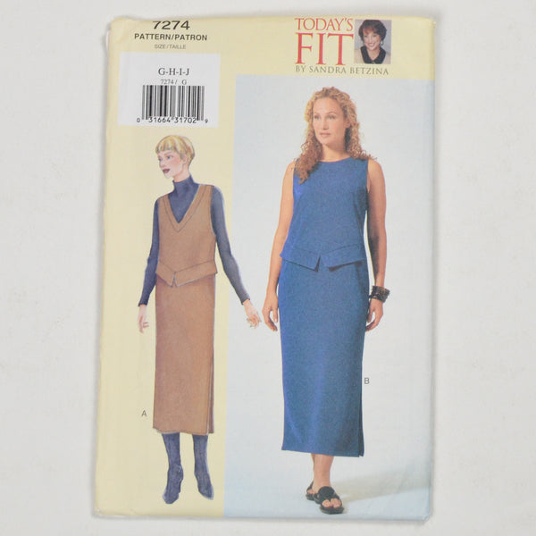 Today's Fit 7274 Dress Sewing Pattern Size G-J