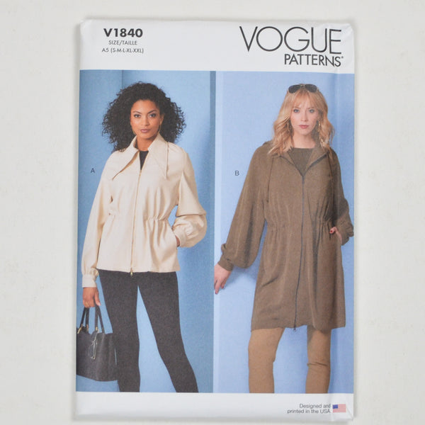 Vogue Patterns V1840 Jacket Sewing Pattern Size A5 (S-XXL)