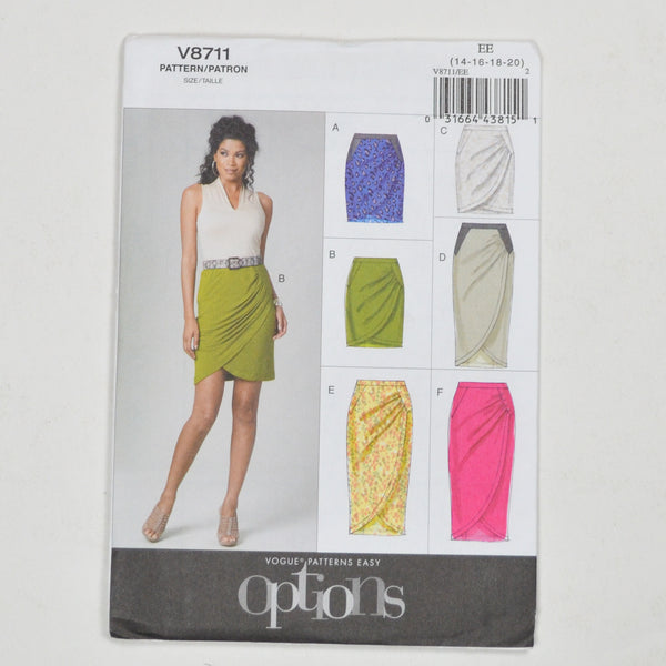 Vogue Options V8711 Skirt Sewing Pattern Size EE (14-20)
