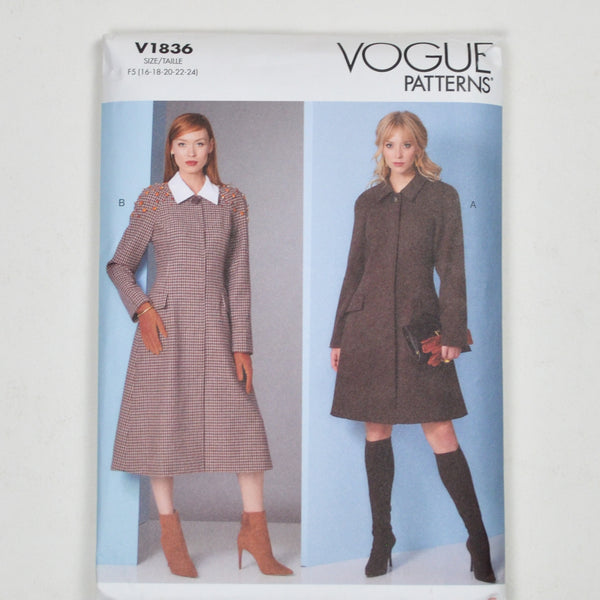 Vogue Patterns V1836 Coat Sewing Pattern Size F5 (16-24)