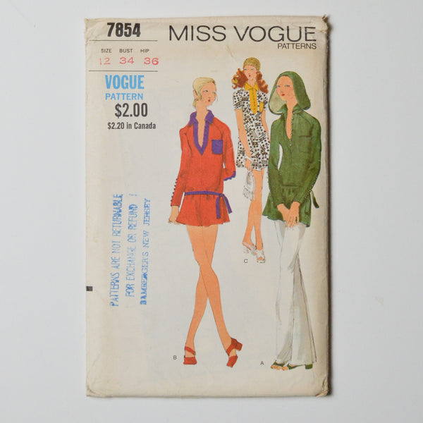Vintage Miss Vogue 7854 One Piece Dress Sewing Pattern Size 12