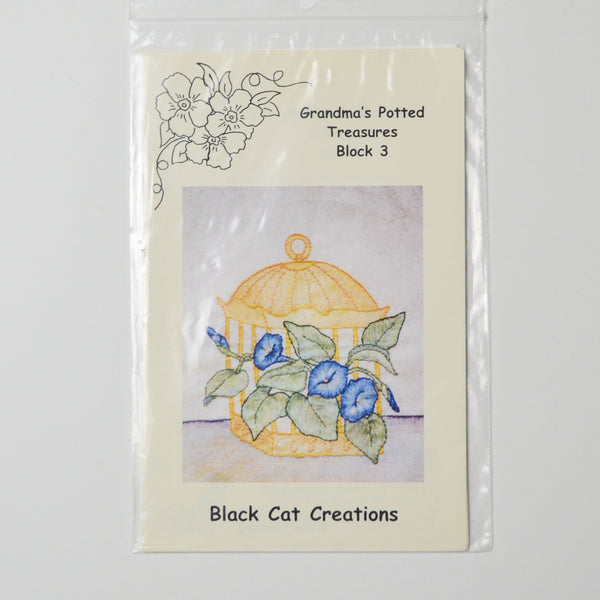 Black Cat Creations Grandma's Potted Treasures Embroidery Pattern