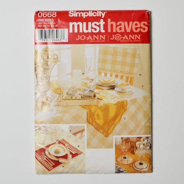 Simplicity Must Haves 0668 Table Setting Sewing Pattern One Size