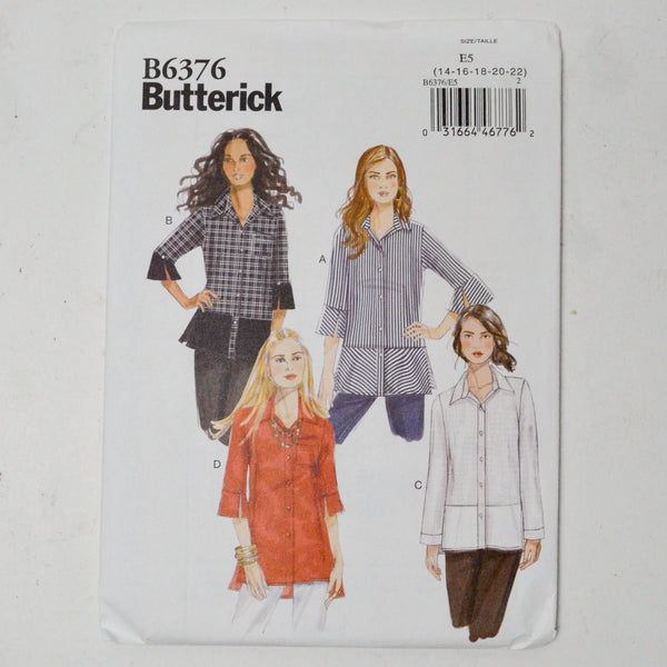 Butterick B6376 Shirt Sewing Pattern Size E5 (14-22)