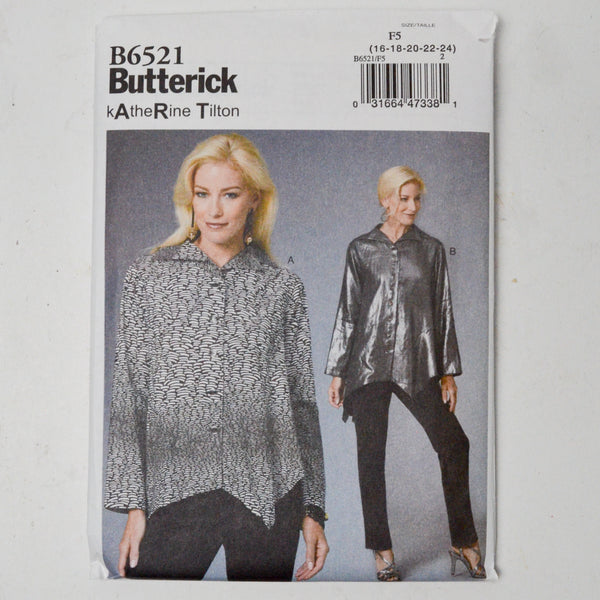 Butterick Katherine Tilton B6521 Shirt Sewing Pattern Size F5 (16-24)