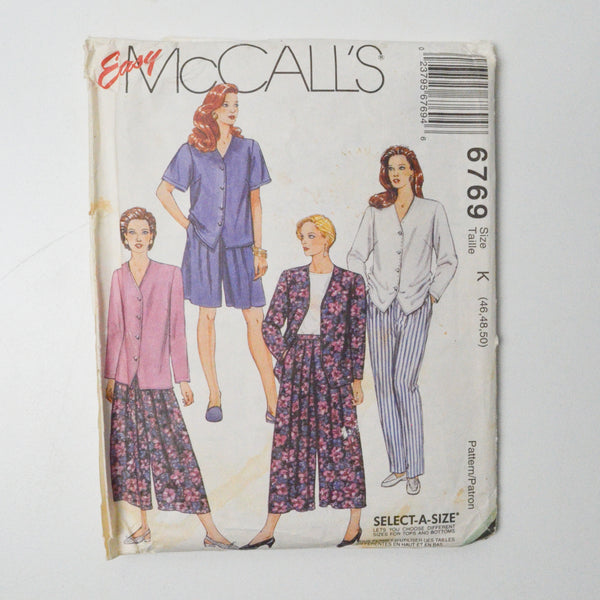 McCall's 6769 Blouse + Pants Sewing Pattern - Size K (46-50)