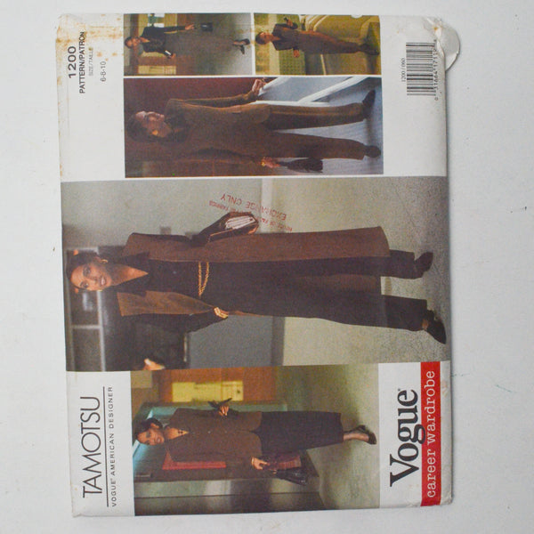 Vogue Tamotsu 1200 Jacket + Pants Sewing Pattern - Size 6-10