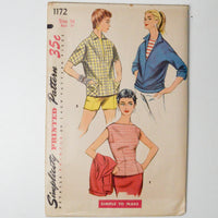 Simplicity 1172 Blouse + Pullover Shirt Sewing Pattern - Size 16