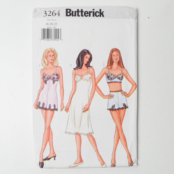 Butterick 3264 Teddy, Slip + Shorts Sewing Pattern - Size 18-22