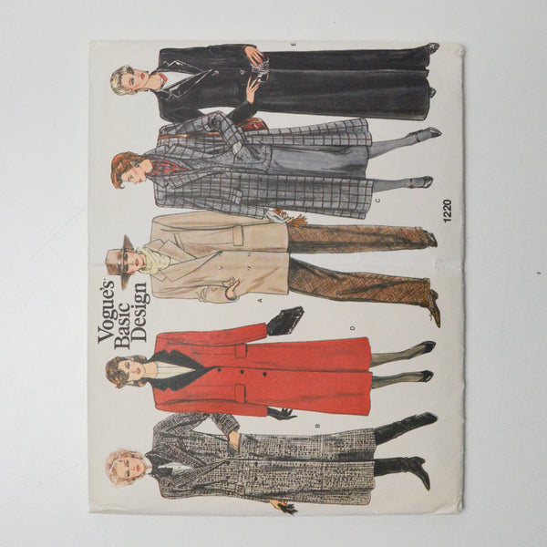 Vogue Basic Design 1220 Coat Sewing Pattern - Size 14