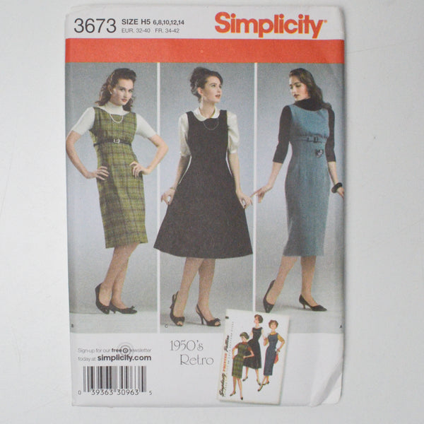 Simplicity 3673 Dress Sewing Pattern - Size H5 (6-14)