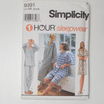 Simplicity 9391 Sleepwear Sewing Pattern - Size AA (XS-M)