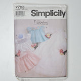 Simplicity 7705 Baby Christening Gown, Dress, Slip, Romper + Bonnet Sewing Pattern (NB-12M)