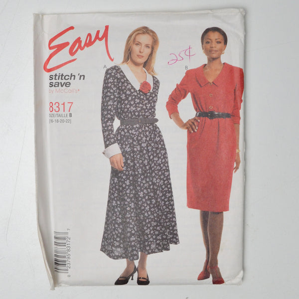 Easy Stitch 'n Save 8317 Long Sleeve Dress Sewing Pattern Size B (16-22)