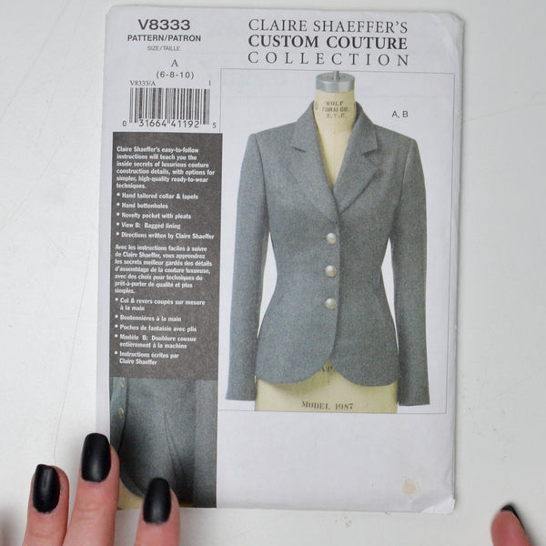 Claire Shaeffer's Custom Couture Collection V8333 Jacket Sewing Pattern Size A (6-10)