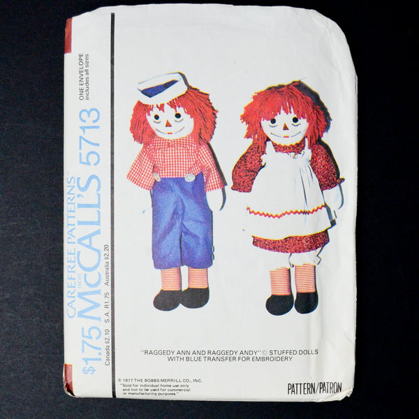 McCall's 5713 Raggedy Ann + Andy Sewing Pattern - One Size