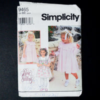 Simplicity 9465 Children's Dress Sewing Pattern - Size BB (2-4)