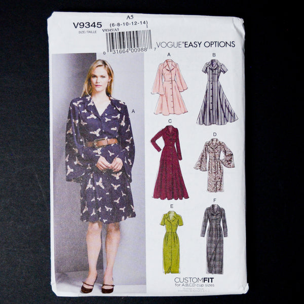 Vogue V9345 Dress Sewing Pattern - Size A5 (6-14)