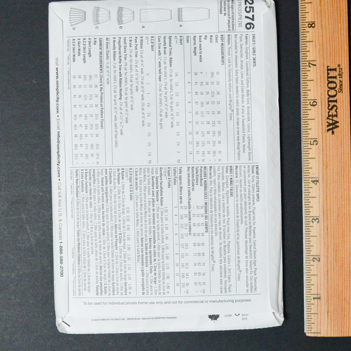 Simplicity 2576 Children's Skirt Sewing Pattern - Size HH (3-6) – Make ...