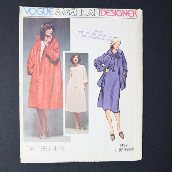 Vogue American Designer Geoffrey Beene 1492 Jacket Sewing Pattern - Size 10