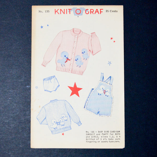 Knit O Graf No. 135 Baby Bird Cardigan Sunsuit + Panty Knitting Pattern - Size 1-4