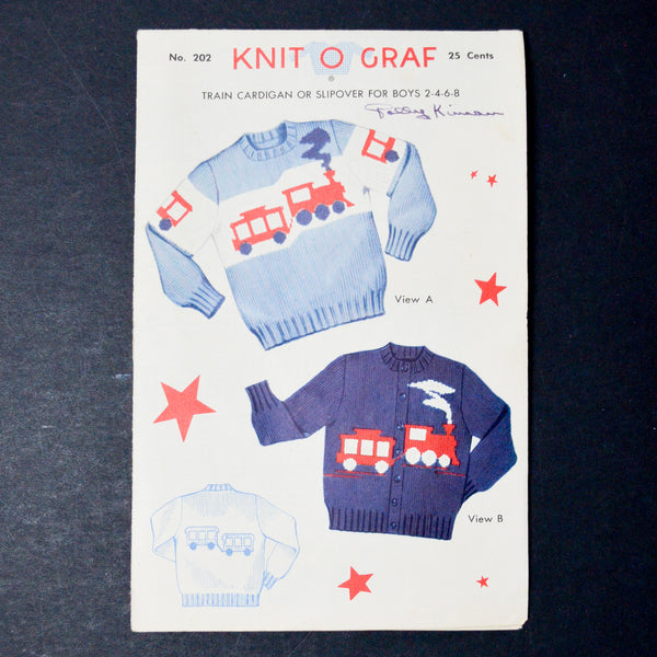 Knit O Graf No. 202 Train Cardigan or Slipover Knitting Pattern - Size 2-8