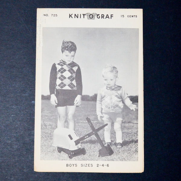 Knit O Graf No. 725 Boys Sweater Knitting Pattern - Size 2-6
