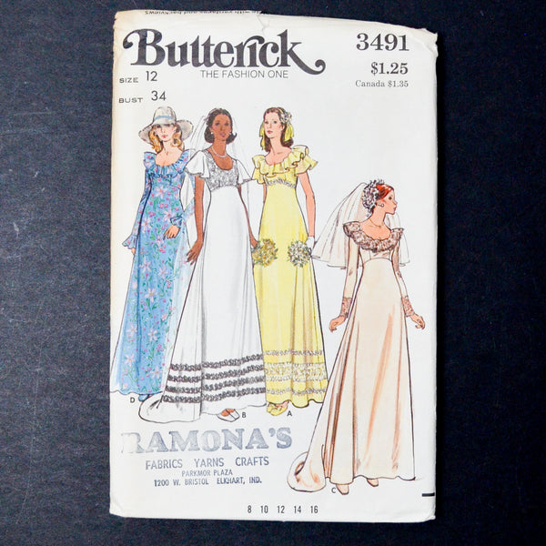 Butterick 3491 Bridal Gown Sewing Pattern - Size 12