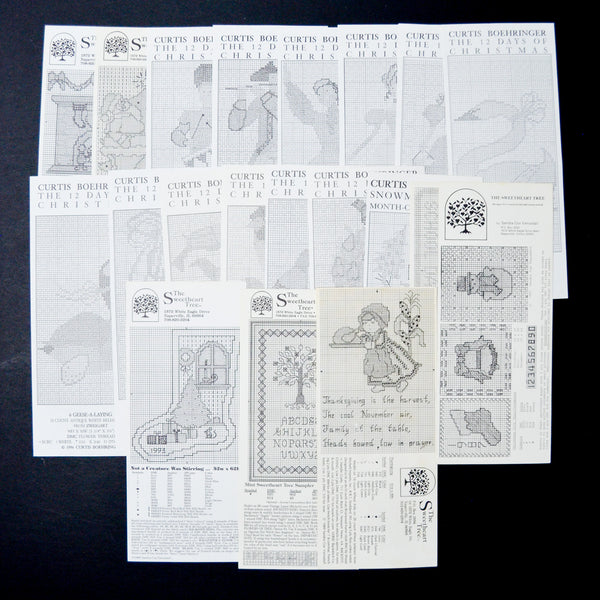 Christmas, Thanksgiving + Sampler Cross Stitch Pattern Bundle - Set of 20