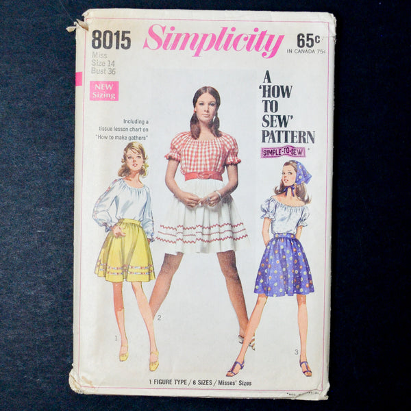 Simplicity 8015 Blouse + Skirt Sewing Pattern - Size 14