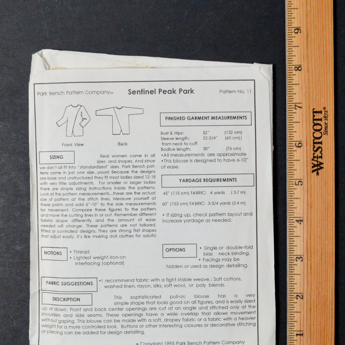 Park Bench Pattern Co. Sentinel Peak Park Sewing Pattern - All Sizes I ...