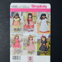Simplicity 1486 18" Doll Clothes Sewing Pattern - One Size
