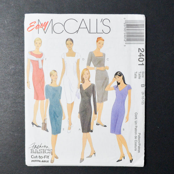 Easy McCall's 2401 Misses Dresses Sewing Pattern - Size B (8-12)